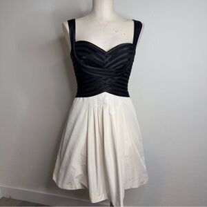 BCBGMAXAZRIA Women's Black and Cream fitted Party Dress SIZE 6